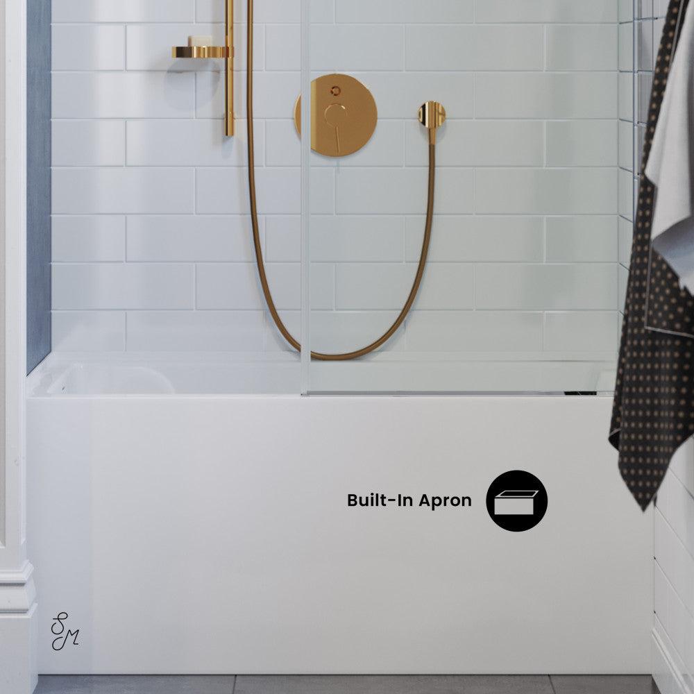 Swiss Madison Voltaire 48 x 32 Skirted Left Drain Soaking Apron Bathtub in Glossy White with Integrated Overflow, Drain Included