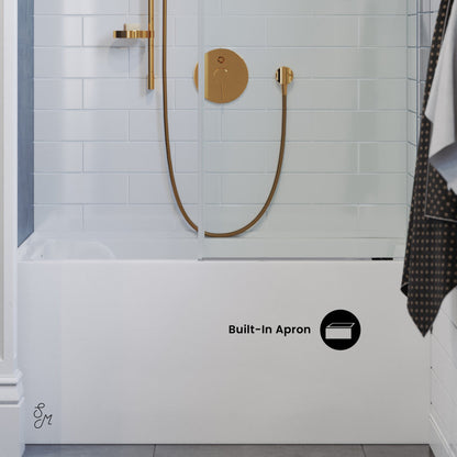 Swiss Madison Voltaire 48 x 32 Skirted Left Drain Soaking Apron Bathtub in Glossy White with Integrated Overflow, Drain Included