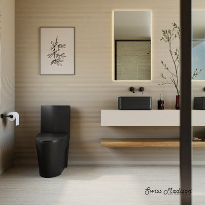 Swiss Madison St. Tropez One-Piece Elongated Toilet Vortex Dual-Flush in Matte Black 1.1/1.6 gpf