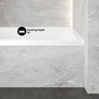 Swiss Madison Voltaire 54 x 30 Left Drain Soaking Alcove Bathtub in Glossy White with Integrated Overflow, Drain Included