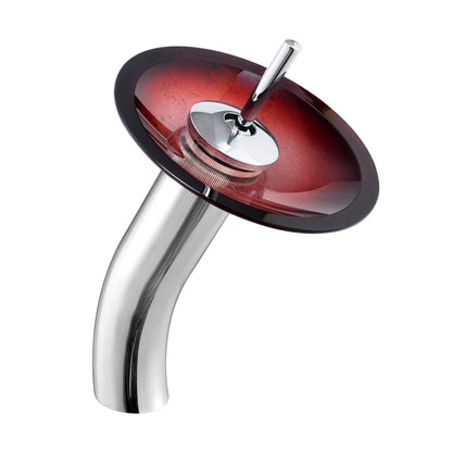 Swiss Madison Cascade Rectangular Glass Vessel Sink with Faucet, Ember Red
