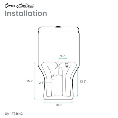 Swiss Madison Carre One Piece Square Toilet Dual Flush, Brushed Gold Hardware 1.1/1.6 gpf