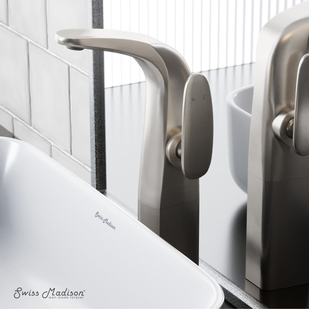 Swiss Madison Chateau Single Hole, Single-Handle, High Arc Bathroom Faucet in Brushed Nickel
