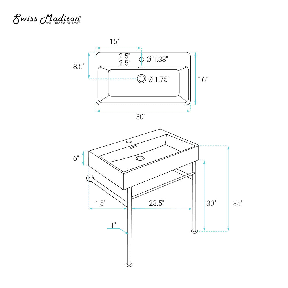 Swiss Madison Claire 30 Console Sink