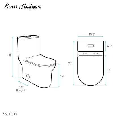 Swiss Madison Burdon One-Piece Elongated Toilet Vortex Dual-Flush 1.1/1.6 gpf