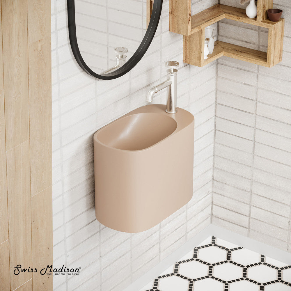 Swiss Madison Terre 18" Right Side Faucet Wall-Mount Bathroom Sink in Pastel Peach
