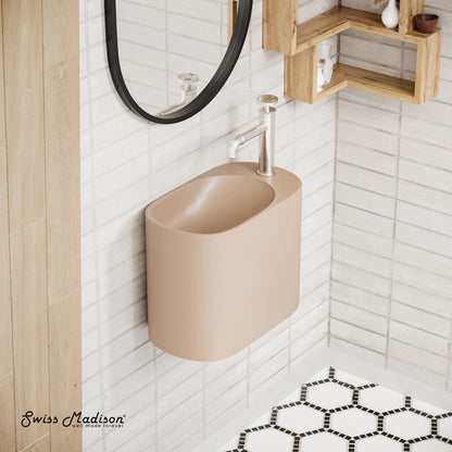 Swiss Madison Terre 18" Right Side Faucet Wall-Mount Bathroom Sink in Pastel Peach