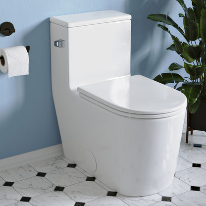 Swiss Madison Liberte One-Piece 12" Rough-in 1.28 GPF Left-Hand Flush Elongated ADA Toilet in Glossy White