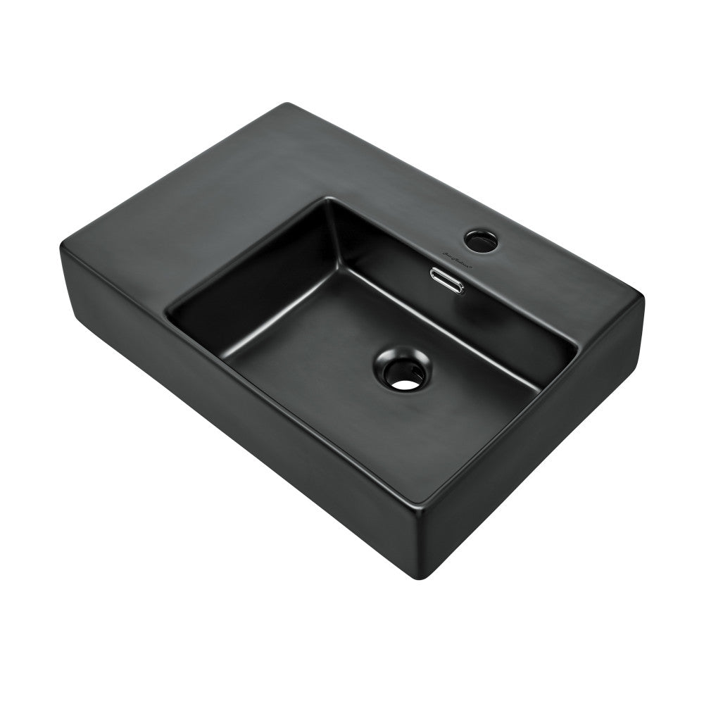 Swiss Madison St. Tropez 24 x 18 Ceramic Wall Hung Sink with Right Side Mount, Matte Black