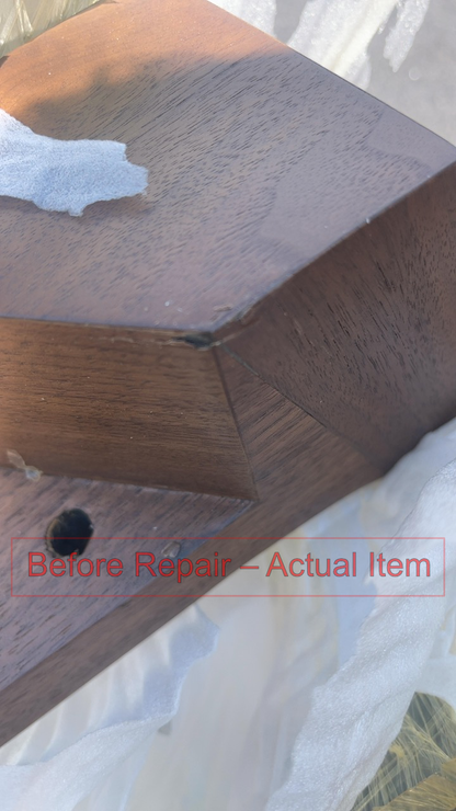 Tabselect Extendable Glass Dining Table With Wooden Legs – Professionally Repaired Open-Box