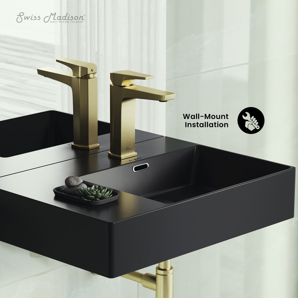 Swiss Madison St. Tropez 24 x 18 Ceramic Wall Hung Sink with Right Side Mount, Matte Black
