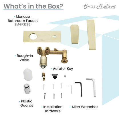Swiss Madison Monaco Single-Handle, Wall-Mount, Bathroom Faucet in Brushed Gold