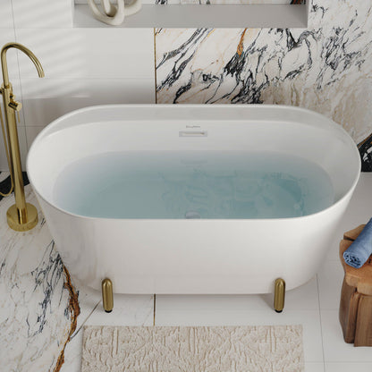 Swiss Madison Monaco 59" Freestanding Bathtub with Brushed Gold Stand