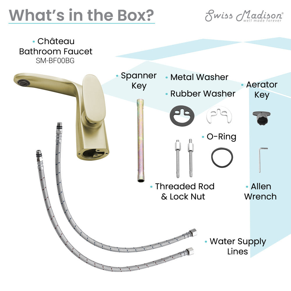Swiss Madison Chateau Single Hole, Single-Handle, Bathroom Faucet in Brushed Gold
