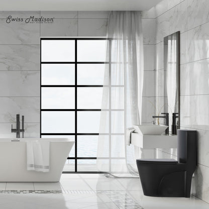 Swiss Madison St. Tropez One-Piece 14" Rough-in 1.28 GPF Left Flush Elongated Toilet in Matte Black