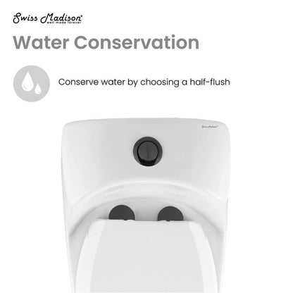 Swiss Madison Chateau One Piece Elongated Toilet Dual Flush, Black Hardware 1.1/1.6 gpf