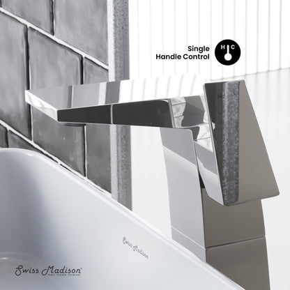 Swiss Madison Carre Single Hole, Single-Handle, High Arc Bathroom Faucet in Chrome