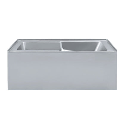 Swiss Madison Voltaire 60" x 32" Left-Hand Drain Alcove Bathtub with Apron and Armrest in Matte Grey