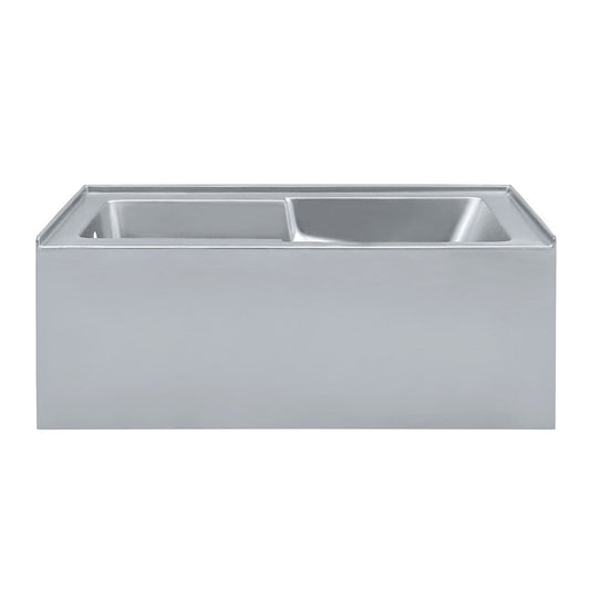 Swiss Madison Voltaire 60" x 32" Left-Hand Drain Alcove Bathtub with Apron and Armrest in Matte Grey