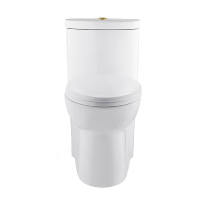 Swiss Madison Sublime One Piece Elongated Toilet Dual Flush, Brushed Gold Hardware 1.1/1.6 gpf