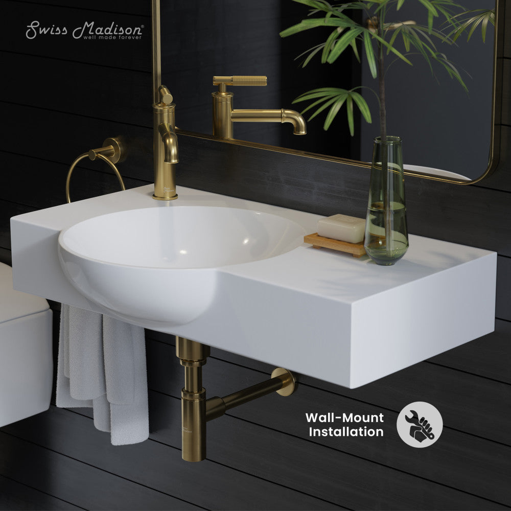 Swiss Madison Chateau 30" Left Side Faucet Wall-Mount Bathroom Sink