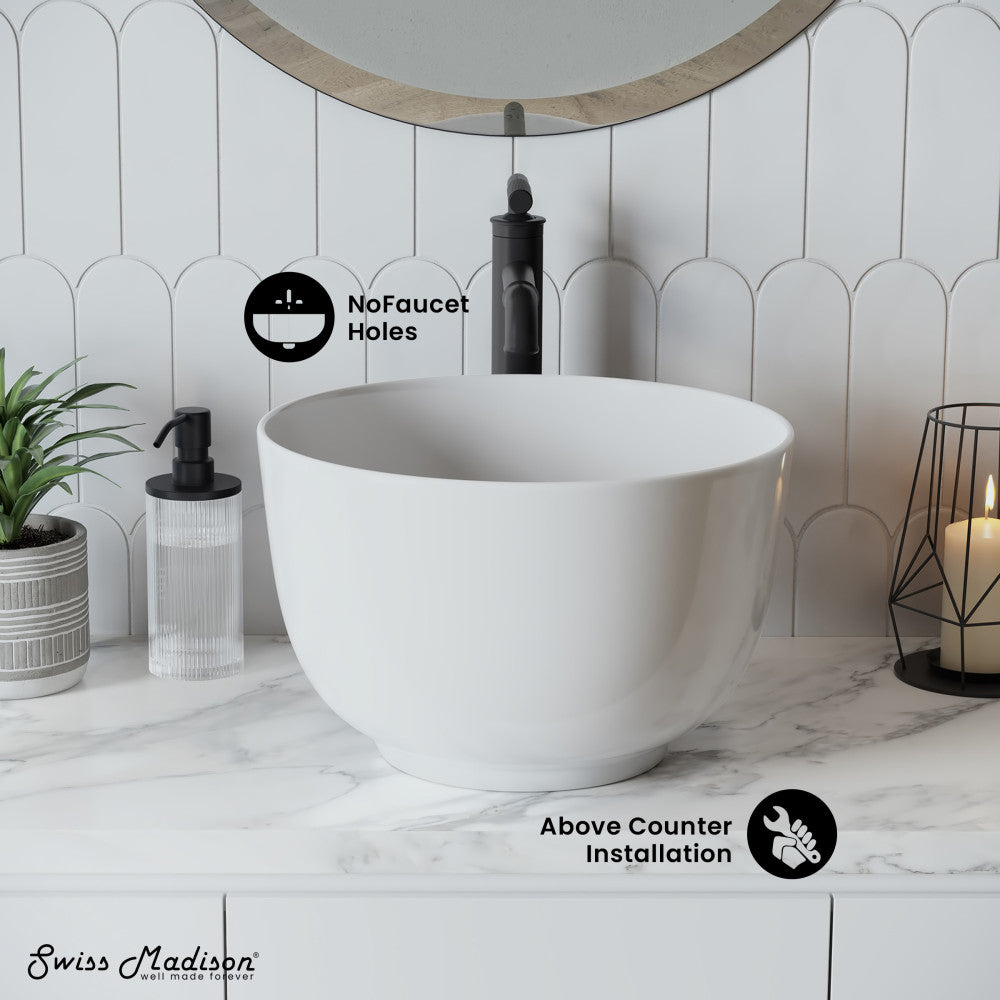 Swiss Madison Calice 15'' Vessel Sink in White