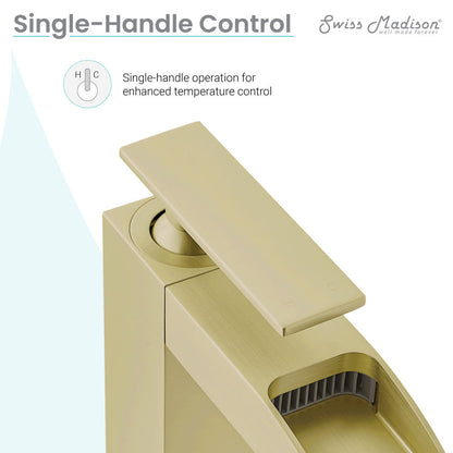 Swiss Madison Concorde Single Hole, Single-Handle, Waterfall Bathroom Faucet in Brushed Gold