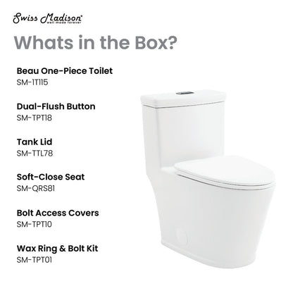 Swiss Madison Beau One-Piece Elongated Toilet Dual-Flush 1.1/1.6 gpf