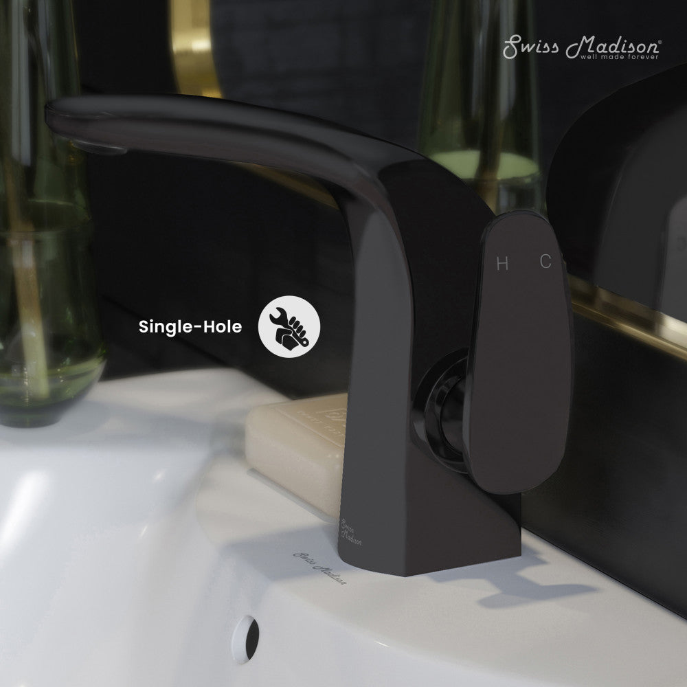 Swiss Madison Chateau Single Hole, Single-Handle, Bathroom Faucet in Matte Black