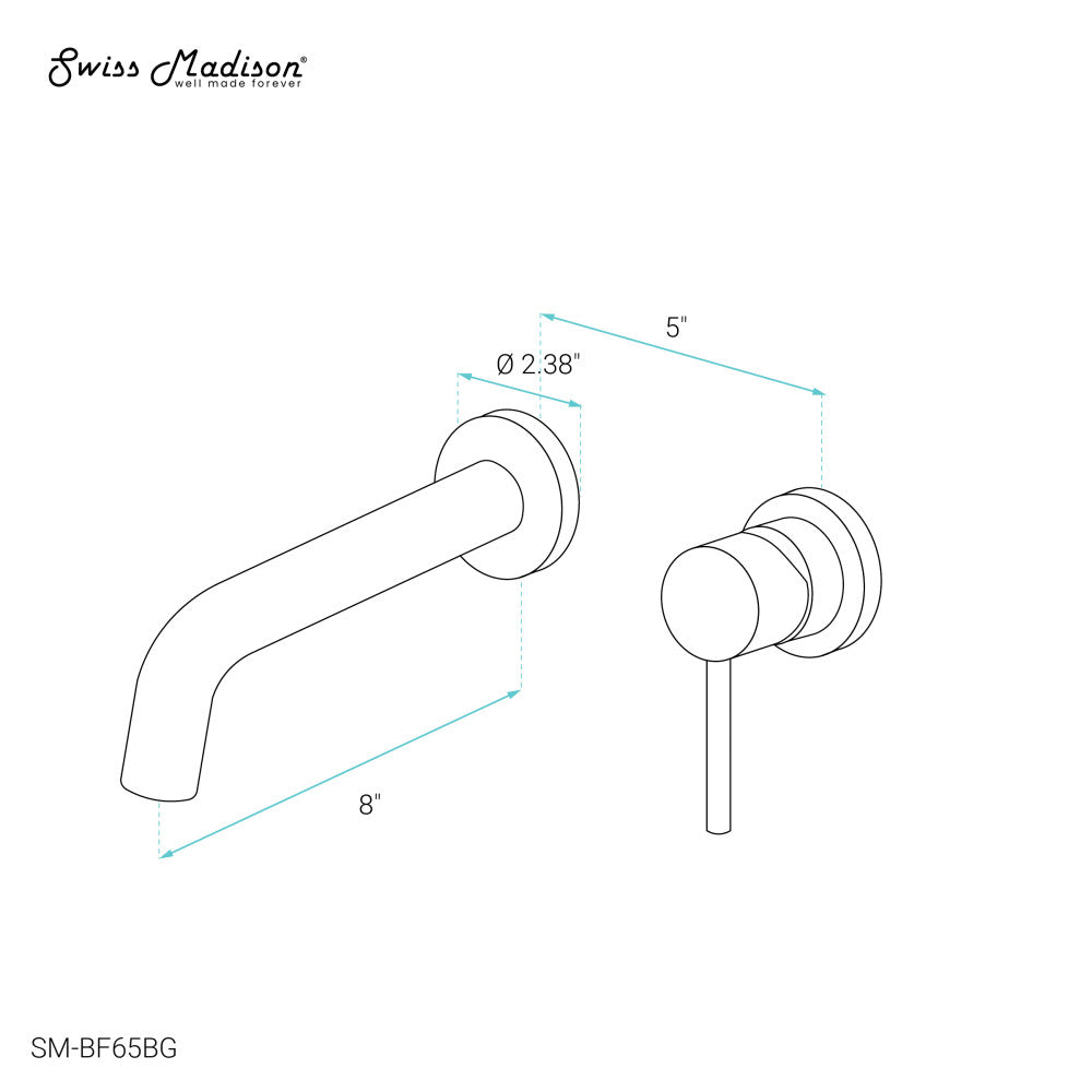 Swiss Madison Ivy Single-Handle Wall Mount Bathroom Faucet in Brushed Gold