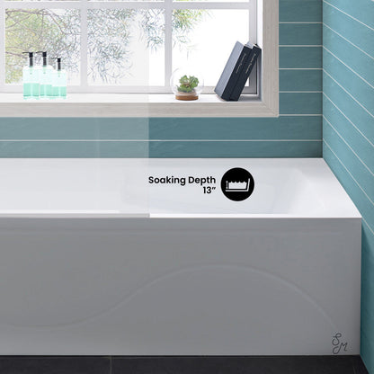 Swiss Madison Ivy 60" x 30" Left-Hand Drain Alcove Bathtub with Apron