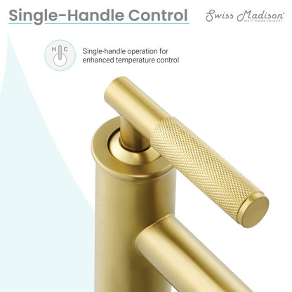 Swiss Madison Avallon Single Hole, Single-Handle Sleek, High Arc Bathroom Faucet in Brushed Gold