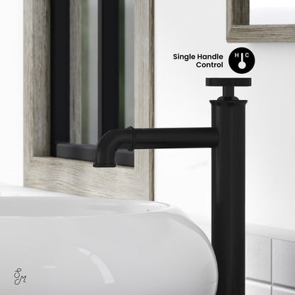 Swiss Madison Avallon Single Hole, Single-Handle Wheel, High Arc Bathroom Faucet in Matte Black