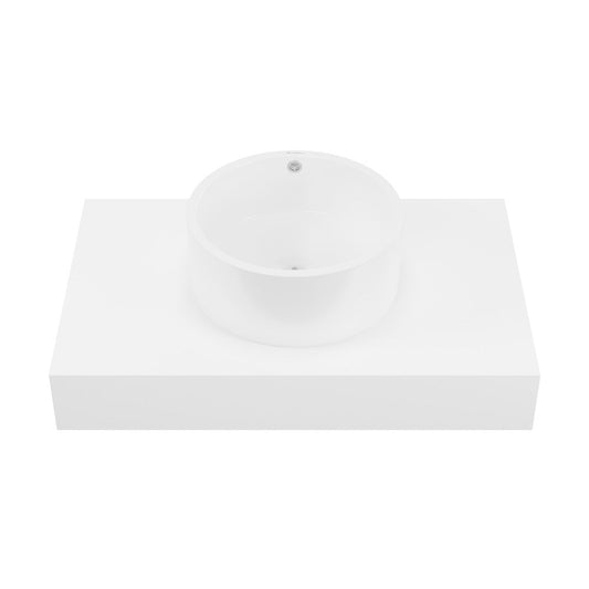 Swiss Madison Monaco 36" Floating Bathroom Shelf with Vessel Sink in Glossy White
