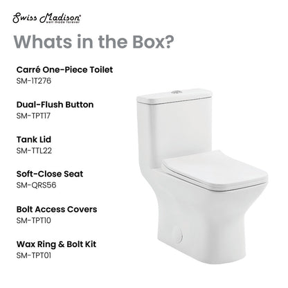 Swiss Madison Carre One-Piece Square Toilet Dual-Flush 1.1/1.6 gpf with 10" Rough-In