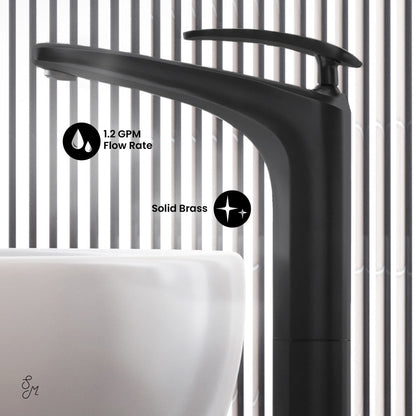 Swiss Madison Sublime Single Hole, Single-Handle, High Arc Bathroom Faucet in Matte Black