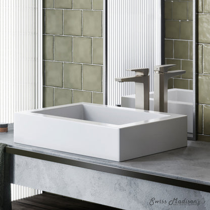 Swiss Madison Voltaire Ceramic Rectangle Vessel Sink