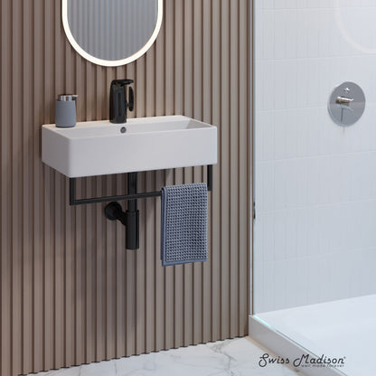 Swiss Madison Claire 22" Wall-Mount Bathroom Sink with Black Towel Bar