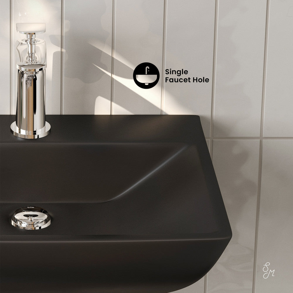 Swiss Madison Sublime 18" Ceramic Wall Hung Sink in Matte Black