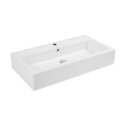 Swiss Madison Voltaire 32" Rectangle Vessel Sink in Glossy White with Faucet Mount