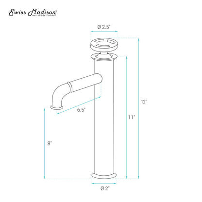Swiss Madison Avallon Single Hole, Single-Handle Wheel, High Arc Bathroom Faucet in Brushed Nickel