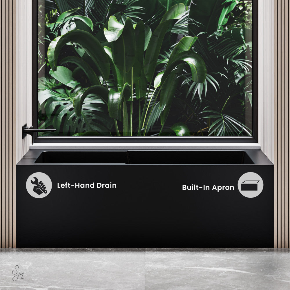 Swiss Madison Voltaire 54" x 30" Left-Hand Drain Alcove Bathtub with Apron in Matte Black