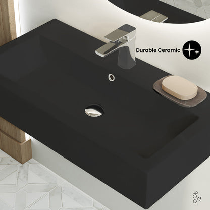 Swiss Madison Voltaire 32" Rectangle Wall-Mounted Sink in Matte Black