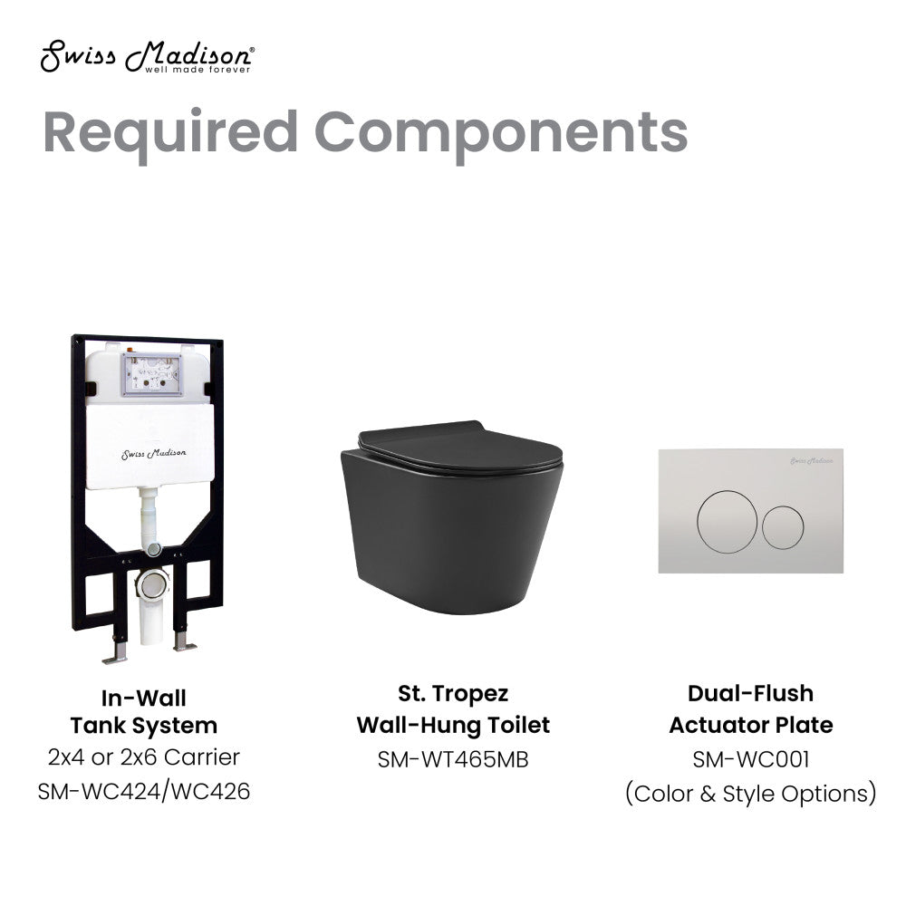 Swiss Madison Calice Wall-Hung Round Toilet Bowl in Matte Black