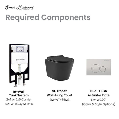 Swiss Madison Calice Wall-Hung Round Toilet Bowl in Matte Black