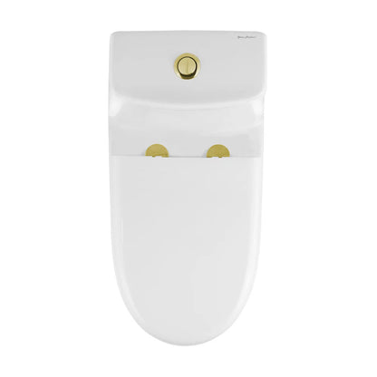 Swiss Madison Ivy One Piece Toilet Dual Vortex™ Flush, Brushed Gold Hardware 1.1/1.6 gpf