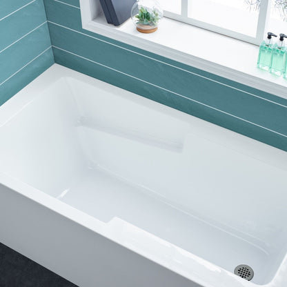 Swiss Madison Voltaire 54 x 30 Skirted Left Drain Soaking Alcove Bathtub in Glossy White with Integrated Armrest