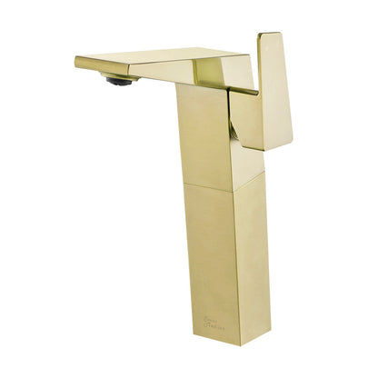 Swiss Madison Carre Single Hole, Single-Handle, High Arc Bathroom Faucet in Brushed Gold
