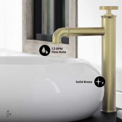 Swiss Madison Avallon Single Hole, Single-Handle Wheel, High Arc Bathroom Faucet in Brushed Gold