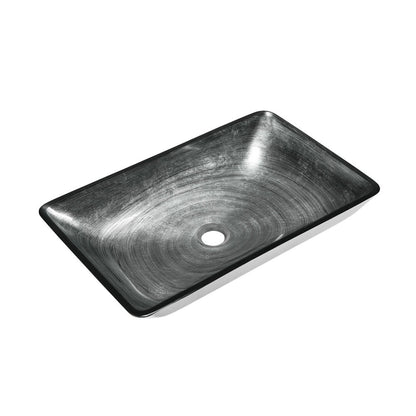 Swiss Madison Cascade Rectangular Glass Vessel Sink with Faucet, Smoky Grey